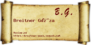 Breitner Géza névjegykártya