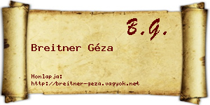 Breitner Géza névjegykártya